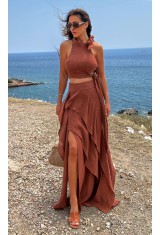 Long gauze layered skirt