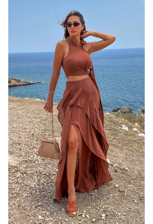 Long gauze layered skirt