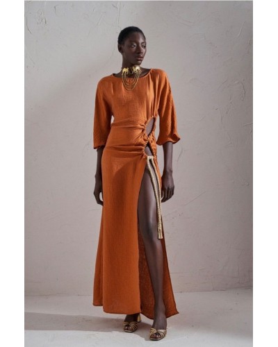 LONG HIGH SLIT SATIN DRESS