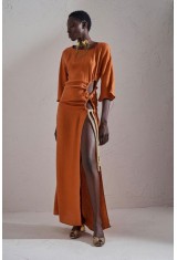 LONG HIGH SLIT SATIN DRESS
