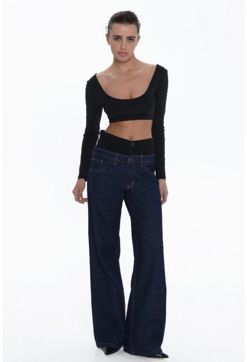 Alaia Wide Leg Blue/ Black