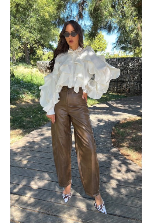 Eco Leather Brown Pants 