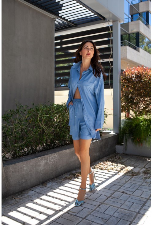 Linen Shorts Blue