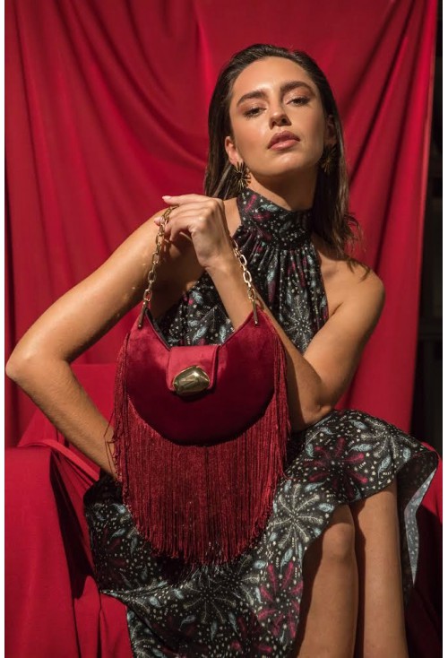 Alya Bordeaux fringe bag 