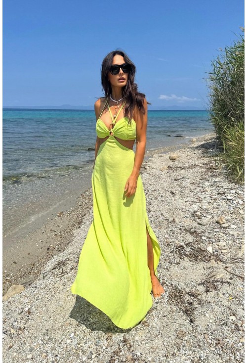 Crinkle lime dress