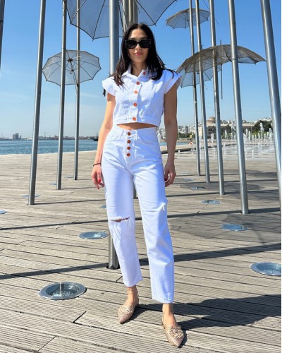 Domenica Ripped White Denim