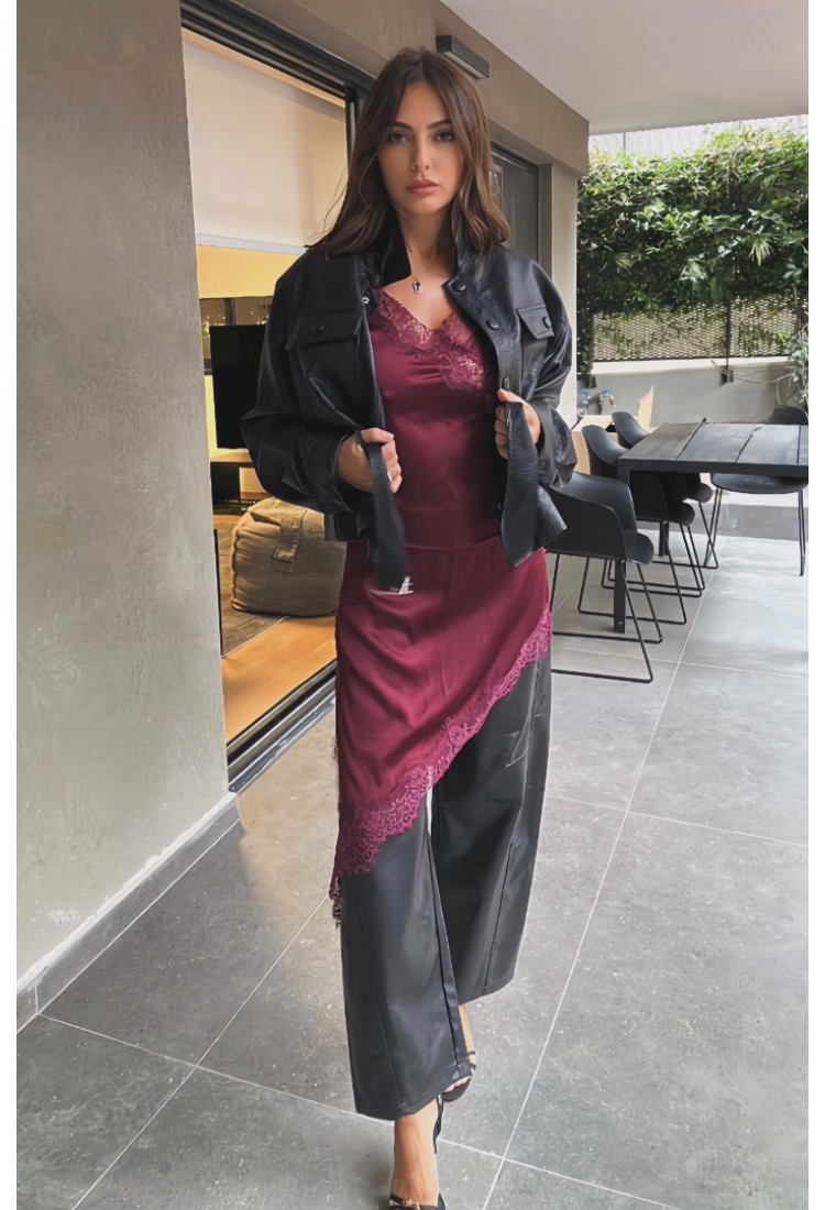 Merylin Bordeaux Satin Dress Merylin Bordeaux Satin Dress