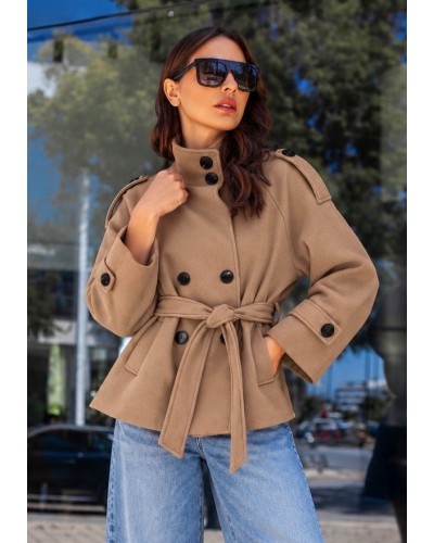 Della Camel Shirt Coat
