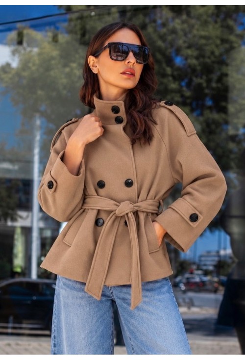 Della Camel Shirt Coat