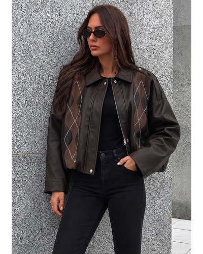 Pique Brown Eco Leather Bomber  