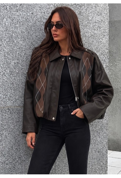 Pique Brown Eco Leather Bomber 