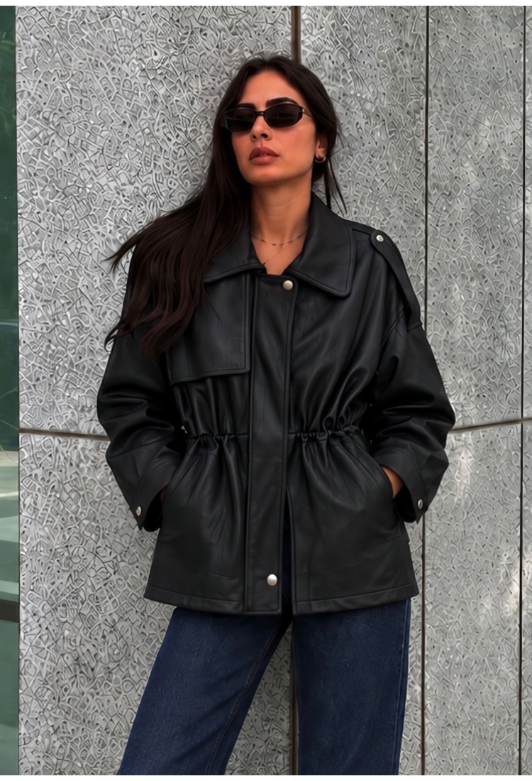 Denice Black Eco Leather Jacket
